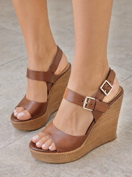 Coach Shoes - Coach Women’s Brown Leather Wedge Sandals Size 7